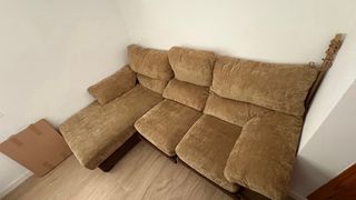 Divano letto angolare a 4 posti in tessuto beige