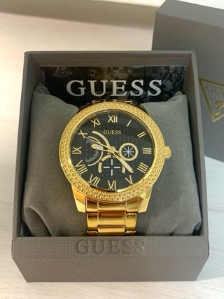 Reloj GUESS Dorado Unisex – Esfera negra 