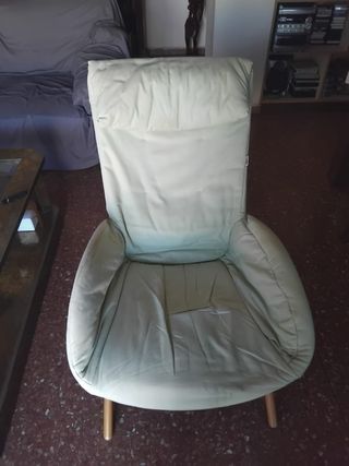 Sillón mecedora cuero beige/verde