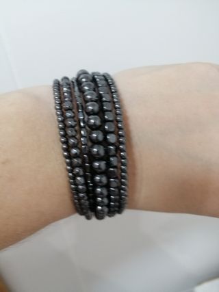 Lote Collar y pulseras de hematites negra.