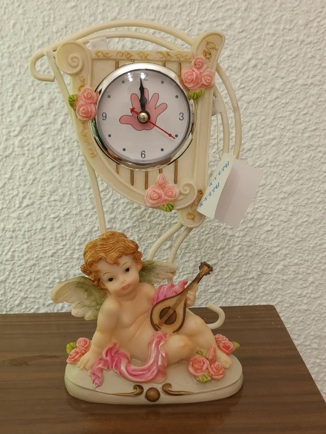 Reloj de mesa decorativo ángel con lira