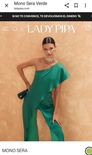 Mono Vestido fiesta  SERA LADY PIPA Verde Talla XS
