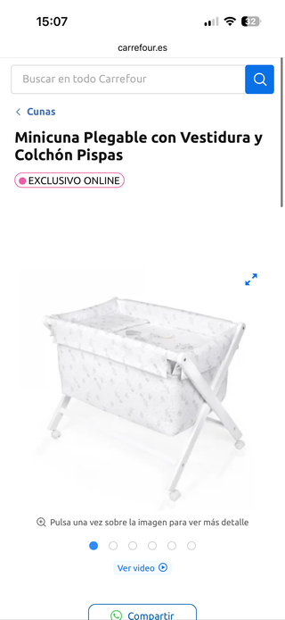 Minicuna Plegable con Vestidura y Colchón 