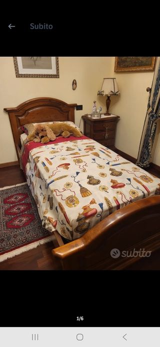 Letto singolo noce massello con comodino