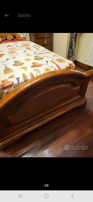Letto singolo noce massello con comodino