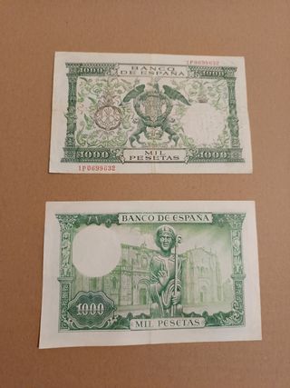 2 Billetes 1000 Pesetas El Banco de España