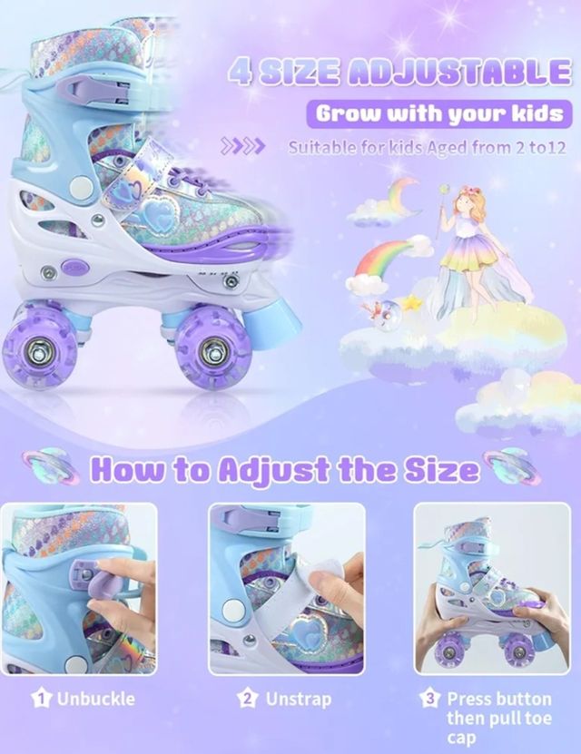 Patines ajustables para niña con luces