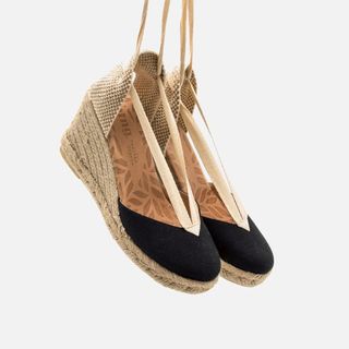 Sandalias cuña LOUISA mujer beige/negro