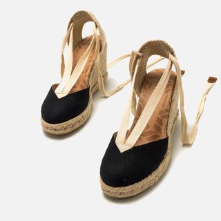 Sandalias cuña LOUISA mujer beige/negro