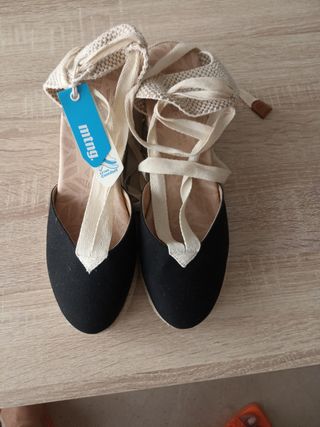 Sandalias cuña LOUISA mujer beige/negro