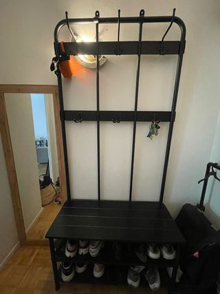 Perchero banco zapatero negro 190x35x79 cm Ikea 