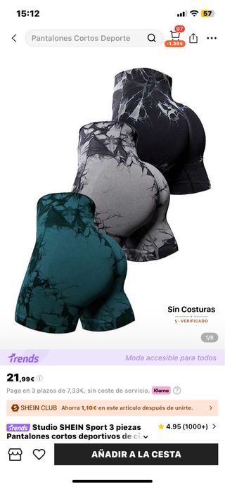 Conjunto 3 mallas cortas deportivas