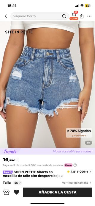 SHEIN PETITE Vaqueros Cortos Desgastados