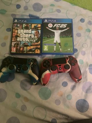 PS4 Slim Negra + GTA V + FC25 + Monitor 24