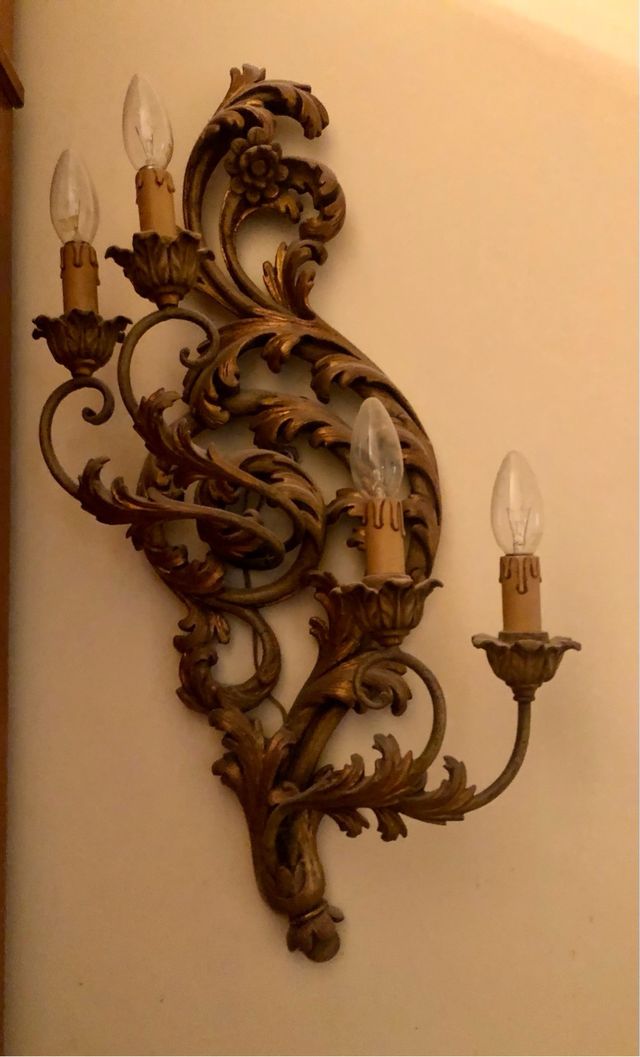 Coppia Appliques Legno Dorato