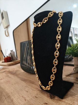 Cadena y pulsera calabrote laminada oro 60cm