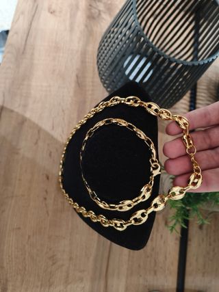 Cadena y pulsera calabrote laminada oro 60cm