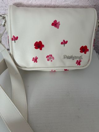 Bolso Desigual Blanco Flores Rosas