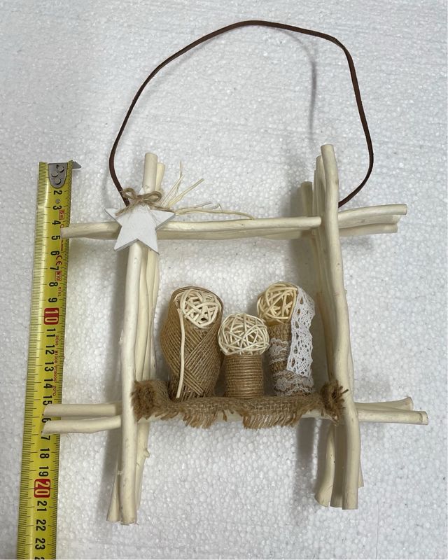 Decorazione Natalizia Ghirlanda Legno e Juta