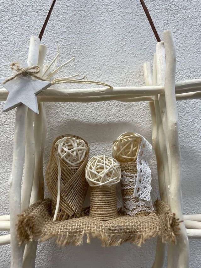 Decorazione Natalizia Ghirlanda Legno e Juta