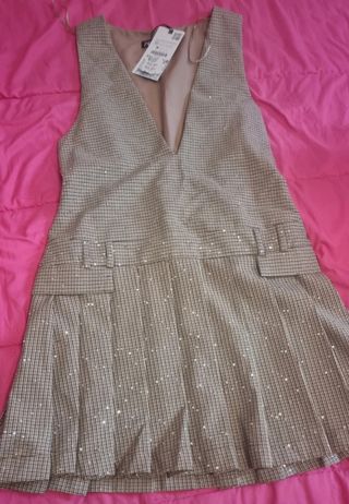 Vestido pichi Zara cuadros lentejuelas Talla XS