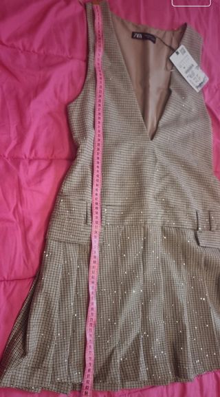 Vestido pichi Zara cuadros lentejuelas Talla XS