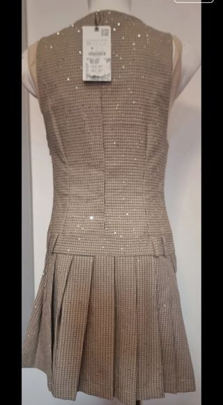 Vestido pichi Zara cuadros lentejuelas Talla XS