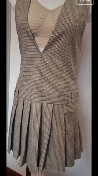Vestido pichi Zara cuadros lentejuelas Talla XS