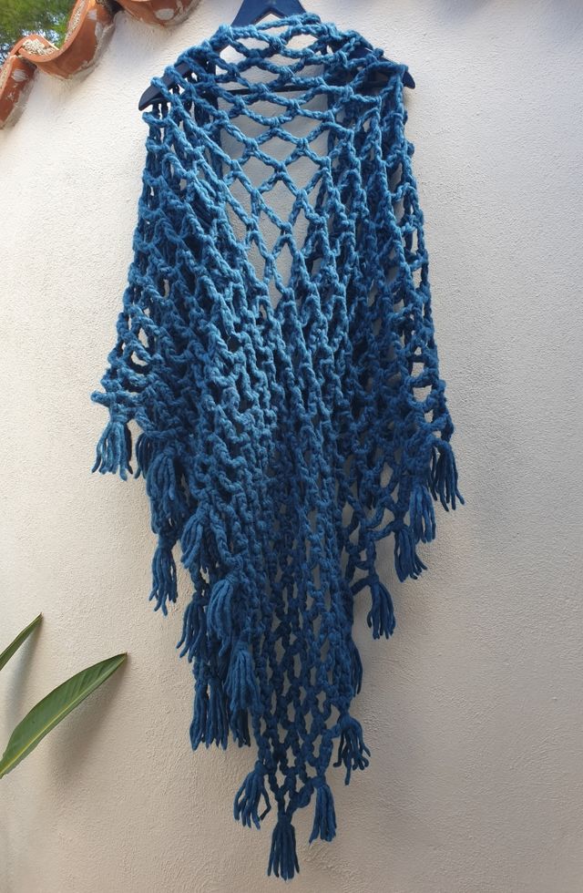 Estola/Bufanda de lana Merino azul petróleo