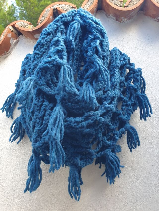 Estola/Bufanda de lana Merino azul petróleo