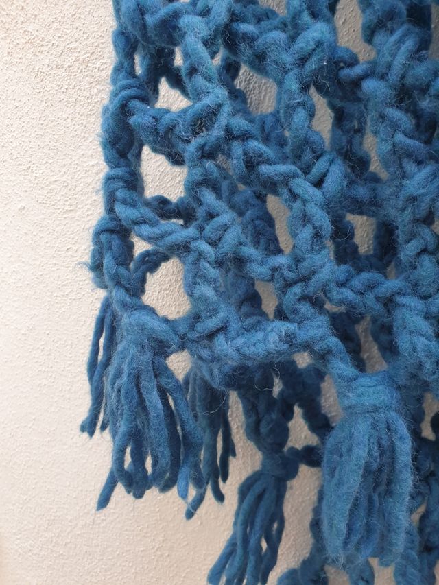 Estola/Bufanda de lana Merino azul petróleo