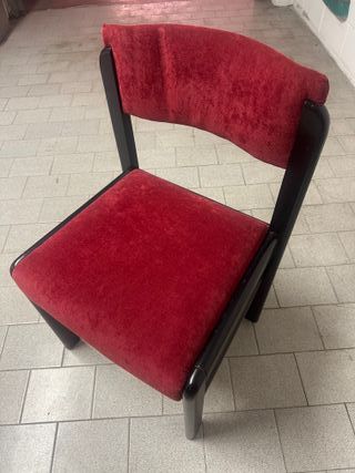 Set Sedie Vintage Rosse e Nere