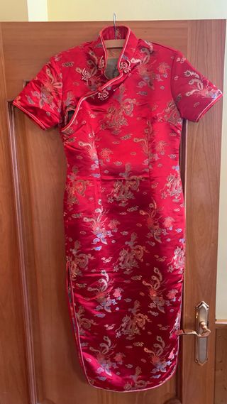 Vestido Chino Dragón Rojo Talla Única