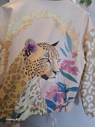 Chaqueta Raso Estampada Leopardo Mujer