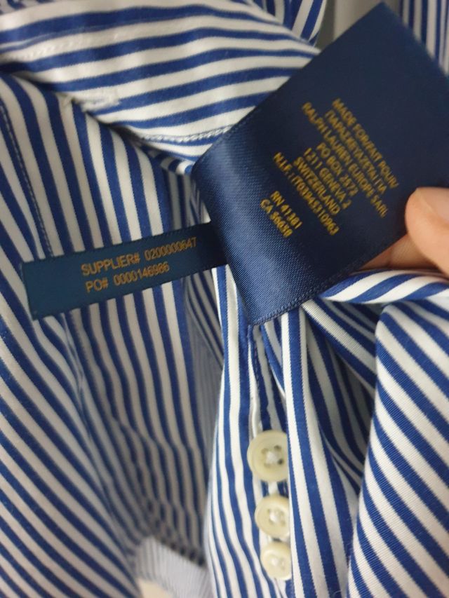 Camisa Ralph Lauren Rayas Azules Talla 8
