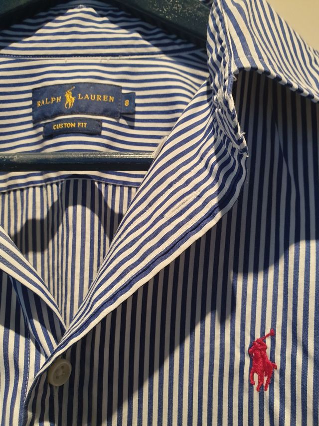 Camisa Ralph Lauren Rayas Azules Talla 8