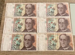 6 Billetes 5000 Pesetas 1992 España