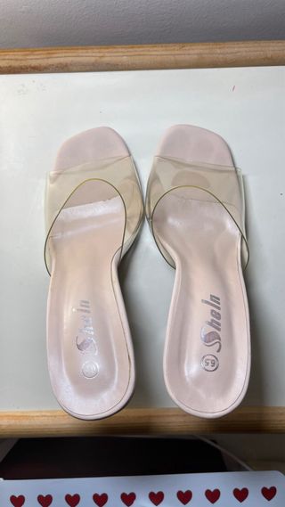 Sandalias transparentes Shein tacón alto beige