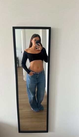 Top nero a manica lunga Zara