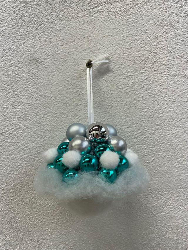 Decorazione natalizia pallina argento e turchese