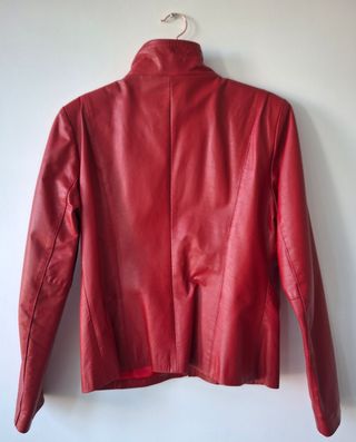 Cazadora Piel Roja Vintage Mujer Talla 40-42