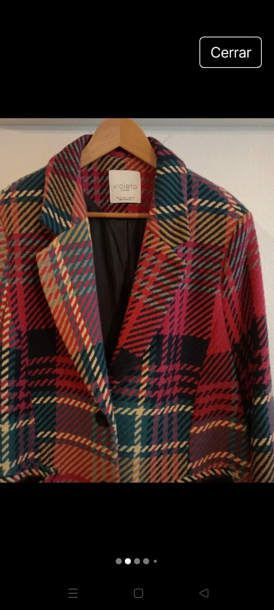 Chaqueta cuadros Violeta by Mango