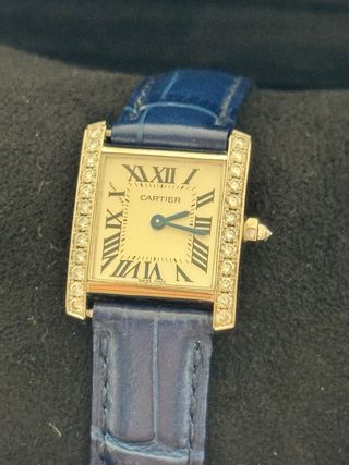 Cartier Tank Francaise 18K Oro Blanco Diamantes