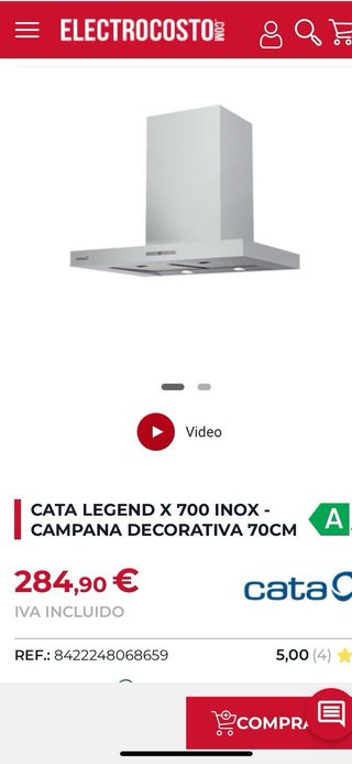 Campana Extractora Cata Acero Inoxidable