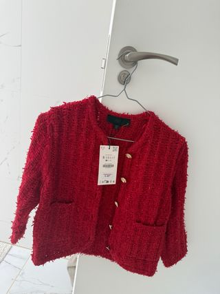 Chaqueta Zara Roja Talla S Botones Dorados