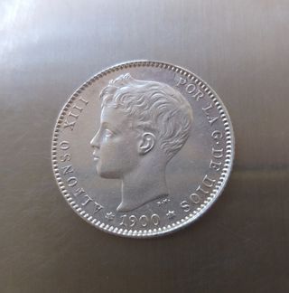 Moneda plata de 1 Peseta 1900.