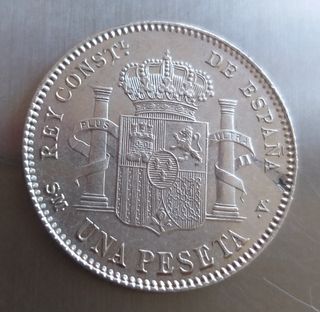 Moneda plata de 1 Peseta 1900.