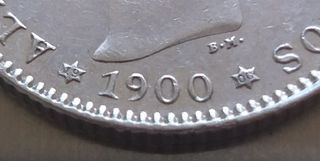 Moneda plata de 1 Peseta 1900.