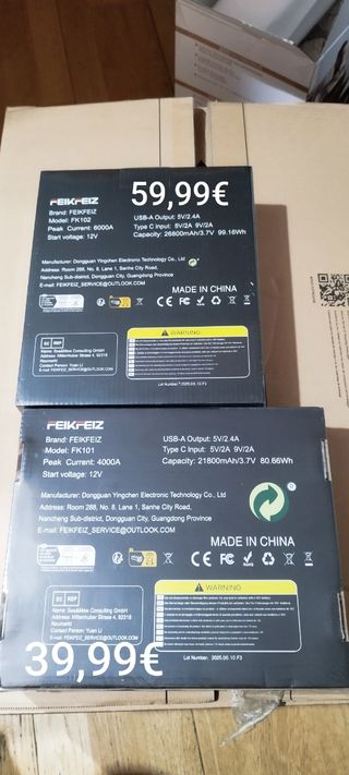Arrancador coche 4000A 21800mAh y 6000A 26800mAh