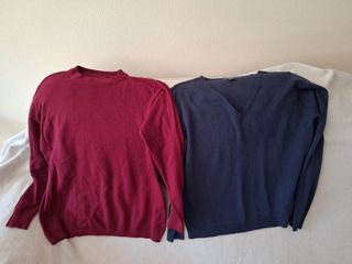 Lote 2 jerseys mujer S (azul) y M (rojo)